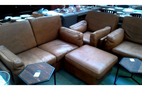 WOHNZIMMER BRAUN BÜFFEL LEDER