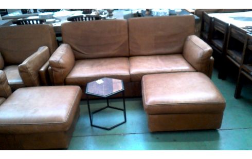 WOHNZIMMER BRAUN BÜFFEL LEDER