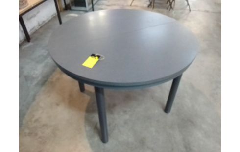 TABLE RONDE GRISE + 1 ALLONGE