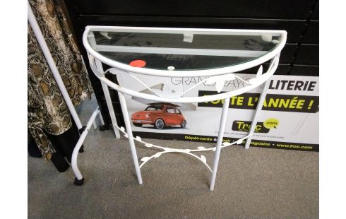 CONSOLE BLANCHE METAL VERRE