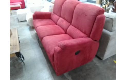 CANAPE 3 PLACES CONVERTIBLE ÉLECTRIQUE TISSU ROUGE TÊTIÈRE RÉGLAGE