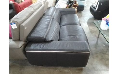 CANAPE 3 PLACES CUIR NOIR TÊTIÈRES RÉGLABLE