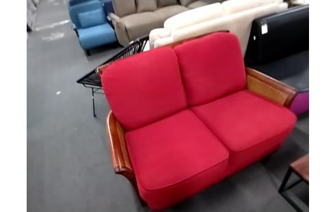 BANQUETTE 2 PLACES CANAGE ET TISSU ROUGE