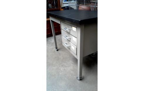 ESCRITORIO AÑADA PEQUEÑO GRIS METAL 3 CAJONES, , MÓVIL