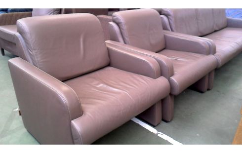 WOHNZIMMER BRAUN LEDER