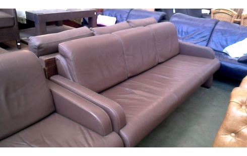 WOHNZIMMER BRAUN LEDER