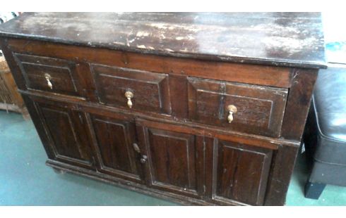 COMMODE ANTIEK 3 LADEN 2 DEUREN MASSIEF EIK