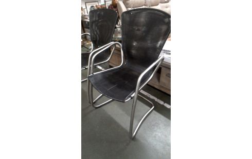 2 STÜHLE DESIGN EDELSTAHL SCHWARZ NYLON