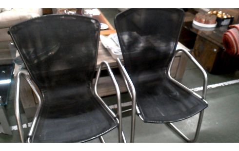 2 STÜHLE DESIGN EDELSTAHL SCHWARZ NYLON