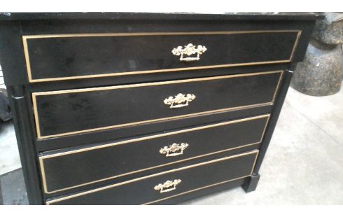 CHIFFONNIER 4 TIROIRS ANCIEN NOIR MET OR