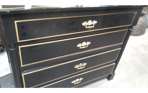 CHIFFONNIER 4 TIROIRS ANCIEN NOIR MET OR