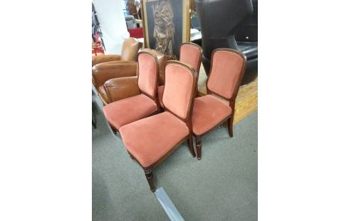 4 CHAISES TISSU BRIQUE