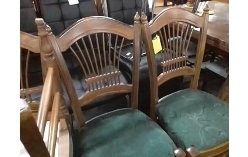 LOT DE 4 CHAISES BOIS TISSU VERT