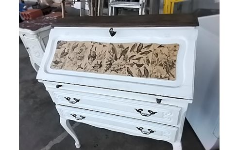 SECRETAIRE BOIS CERUSE BLANC CLE