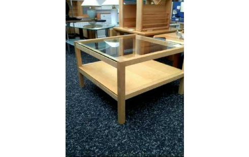 COUCHTISCH 2-EB. HOLZ +GLASPLATTE