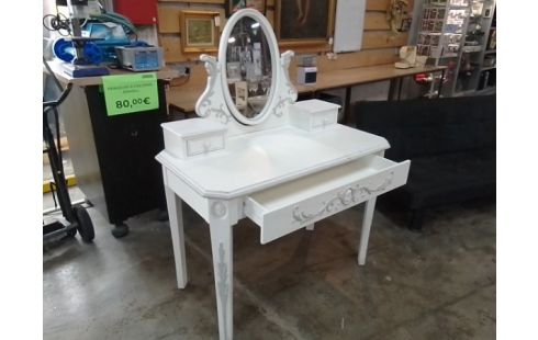 COIFFEUSE BOIS PEINT BLANC 3 TIROIRS