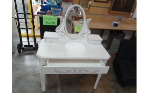 COIFFEUSE BOIS PEINT BLANC 3 TIROIRS