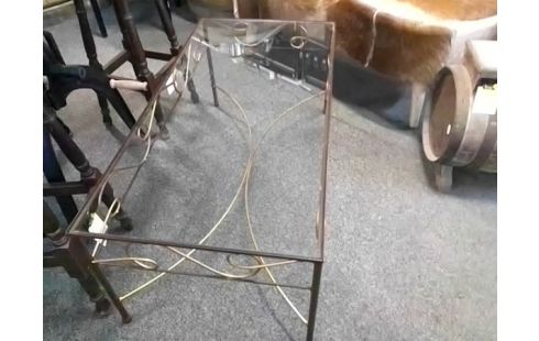 TABLE BASSE FER PLATEAU VERRE