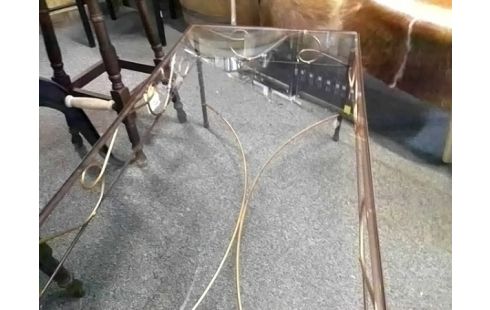 TABLE BASSE FER PLATEAU VERRE