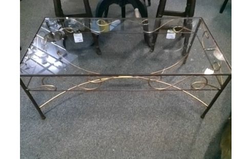 TABLE BASSE FER PLATEAU VERRE