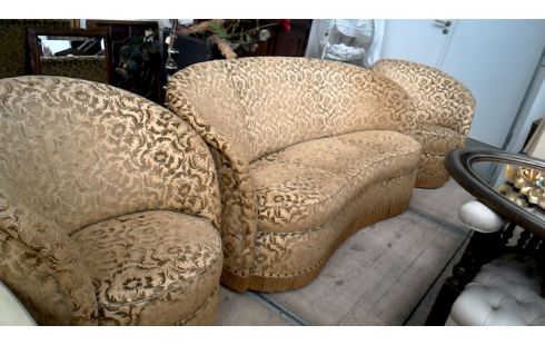 SALON 3+1+1 ANTIEK GOUDKLEURIG BLOEMEN