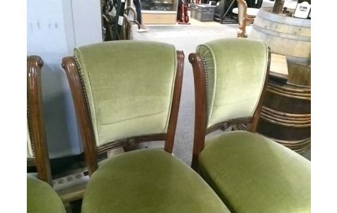 LOT DE 4 CHAISES STYLE LOUIS PHILIPPE ASSISE VERTE (1 MANQUANT SUR UNE CHAISE)