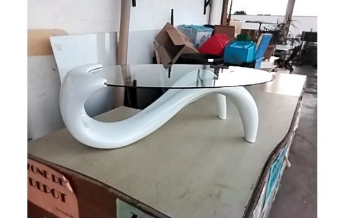 TABLE BASSE RESINE DESIGN VERRE