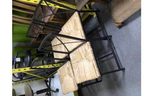 CHAISE METAL PAILLE LOT DE 4