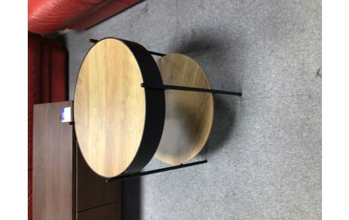 TABLE D APPOINT RONDE EFFET BOIS METAL