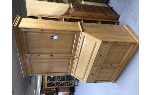 SECRETAIRE PIN 4 PORTES 2 TIROIRS 1 BATTANT