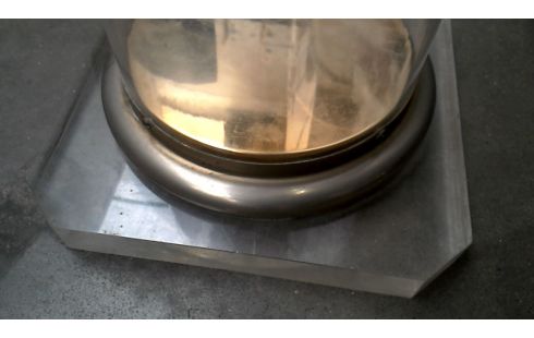 SERVIERTISCH PLEXIGLAS RUND MESSING IM VINTAGE-STIL