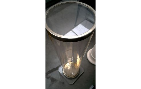 SERVIERTISCH PLEXIGLAS RUND MESSING IM VINTAGE-STIL