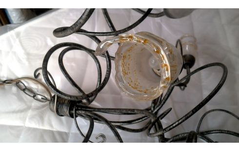 SUSPENSION BRANCHE METAL PATE DE VERRE