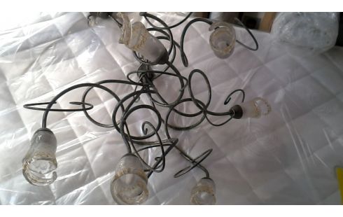 SUSPENSION BRANCHE METAL PATE DE VERRE