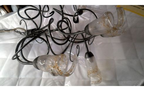 SUSPENSION BRANCHE METAL PATE DE VERRE