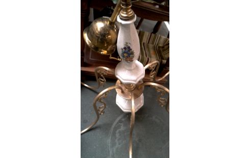 SUSPENSION BRANCHE CUIVRE PORCELAINE