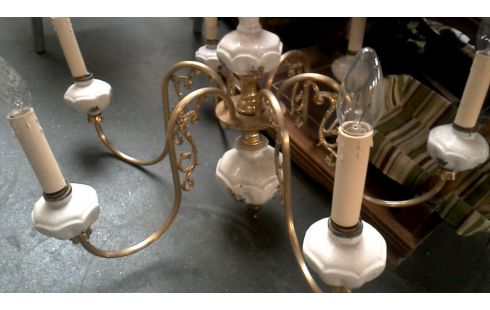 SUSPENSION BRANCHE CUIVRE PORCELAINE