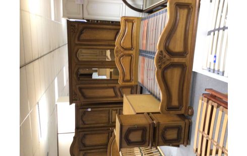 CHAMBRE A COUCHER CHENE MOYEN 4P DECO FLEUR