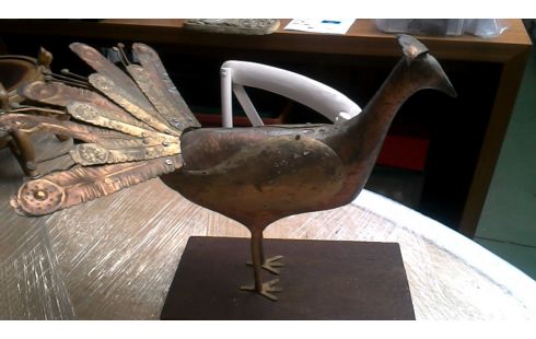 STATUE, , PAON CUIVRE VINTAGE