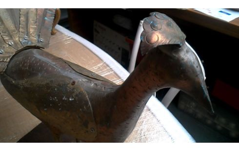 STATUE, , PAON CUIVRE VINTAGE