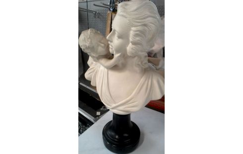 BUSTE FEMME MET ENFANT PLATRE BLANCHE NOIR