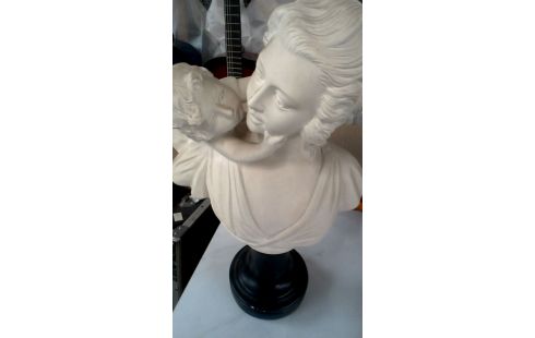 BUSTE FEMME MET ENFANT PLATRE BLANCHE NOIR