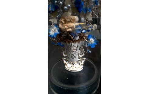 GLOBE GLACE ROND FLEUR BLEUE