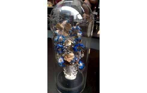 GLOBE GLACE ROND FLEUR BLEUE