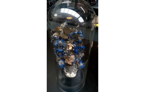 GLOBE GLACE ROND FLEUR BLEUE