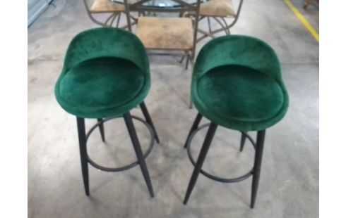 TABOURET DE BAR TISSU VERT LA PAIRE TABOURETS DE BAR TISSU VERT LA PAIRE