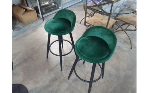 TABOURET DE BAR TISSU VERT LA PAIRE TABOURETS DE BAR TISSU VERT LA PAIRE
