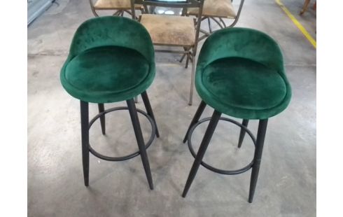 TABOURET DE BAR TISSU VERT LA PAIRE TABOURETS DE BAR TISSU VERT LA PAIRE