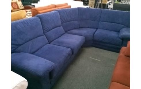 CANAPE D'ANGLE ARRONDIS TISSU BLEU (USURE ARRIERE)