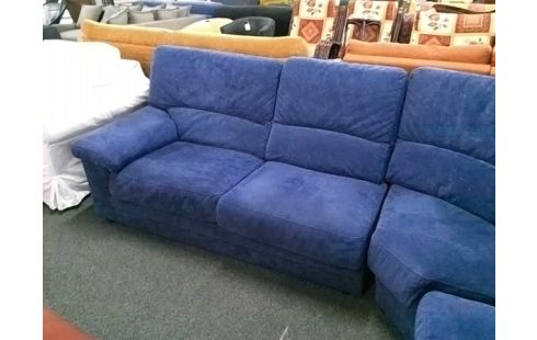 CANAPE D'ANGLE ARRONDIS TISSU BLEU (USURE ARRIERE)